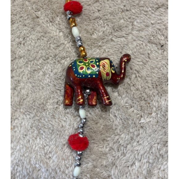 Elephant Wall Hanging With Bell & Pom Poms Handmade Rajasthani - Picture 6 of 10